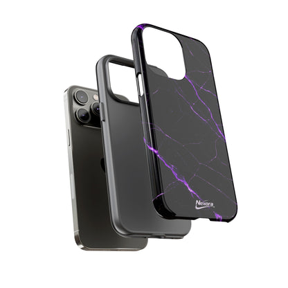 Nexora Purple Lightning Marble Phone Case — Tough Protective Phone Case