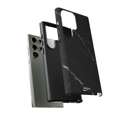 Nexora Black Marble Phone Case — Sleek Tough Protective Case with White Veining
