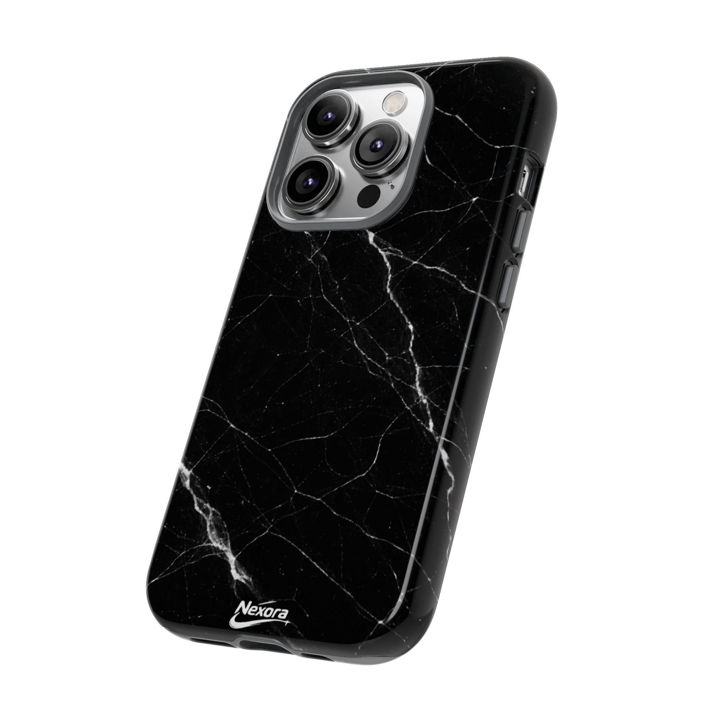 Nexora Black Marble Tough Phone Case — Slim Protective iPhone Cover
