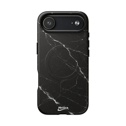Nexora Magnetic Tough Phone Case - Black Marble Protective Cover