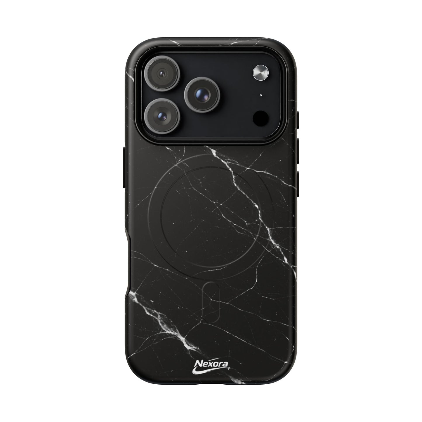 Nexora Magnetic Tough Phone Case - Black Marble Protective Cover