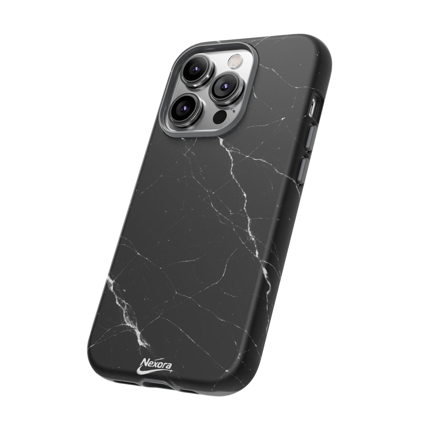 Nexora Black Marble Tough Phone Case — Slim Protective iPhone Cover