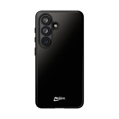 Nexora Black Tough Phone Case – Protective Slim Armor with Logo