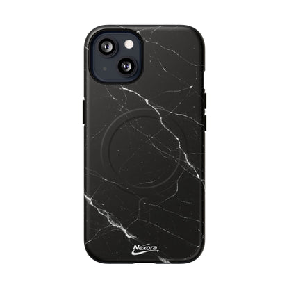 Nexora Magnetic Tough Phone Case - Black Marble Protective Cover