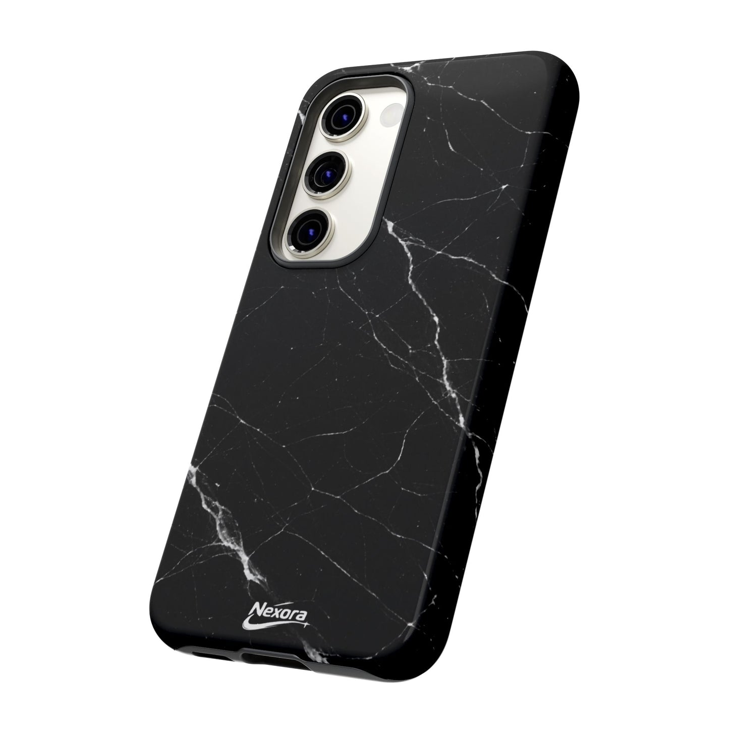 Nexora Black Marble Phone Case — Sleek Tough Protective Case with White Veining