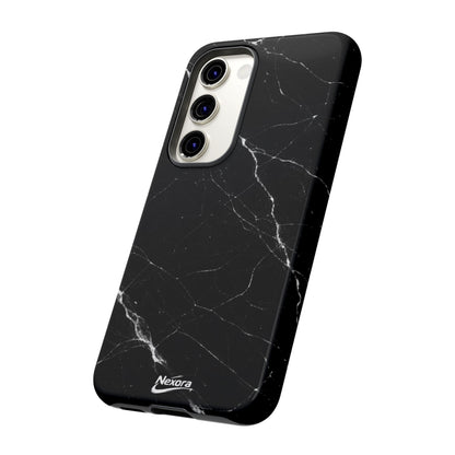 Nexora Black Marble Phone Case — Sleek Tough Protective Case with White Veining