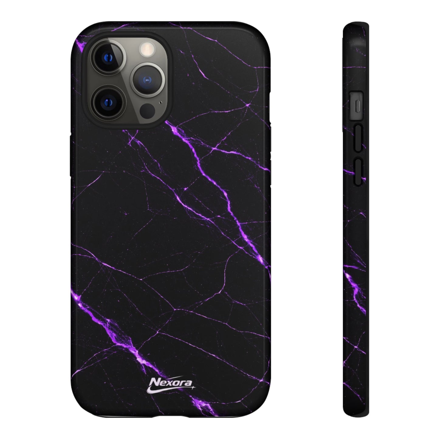 Nexora Purple Lightning Marble Phone Case — Tough Protective Phone Case