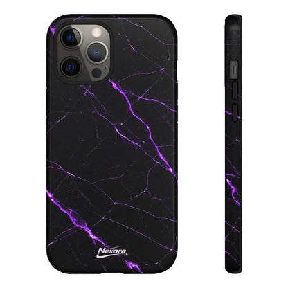 Nexora Purple Lightning Marble Phone Case — Tough Protective Phone Case