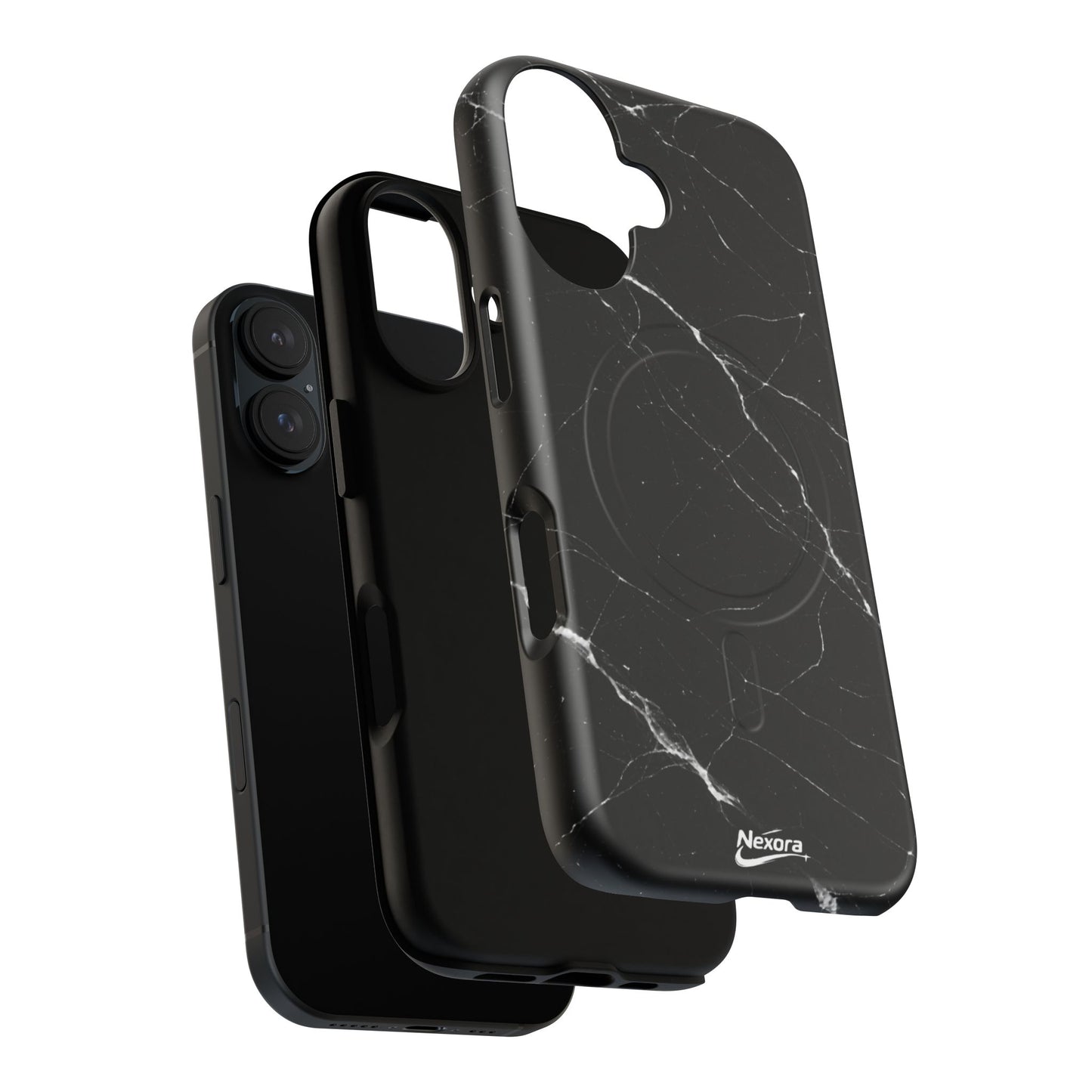 Nexora Magnetic Tough Phone Case - Black Marble Protective Cover