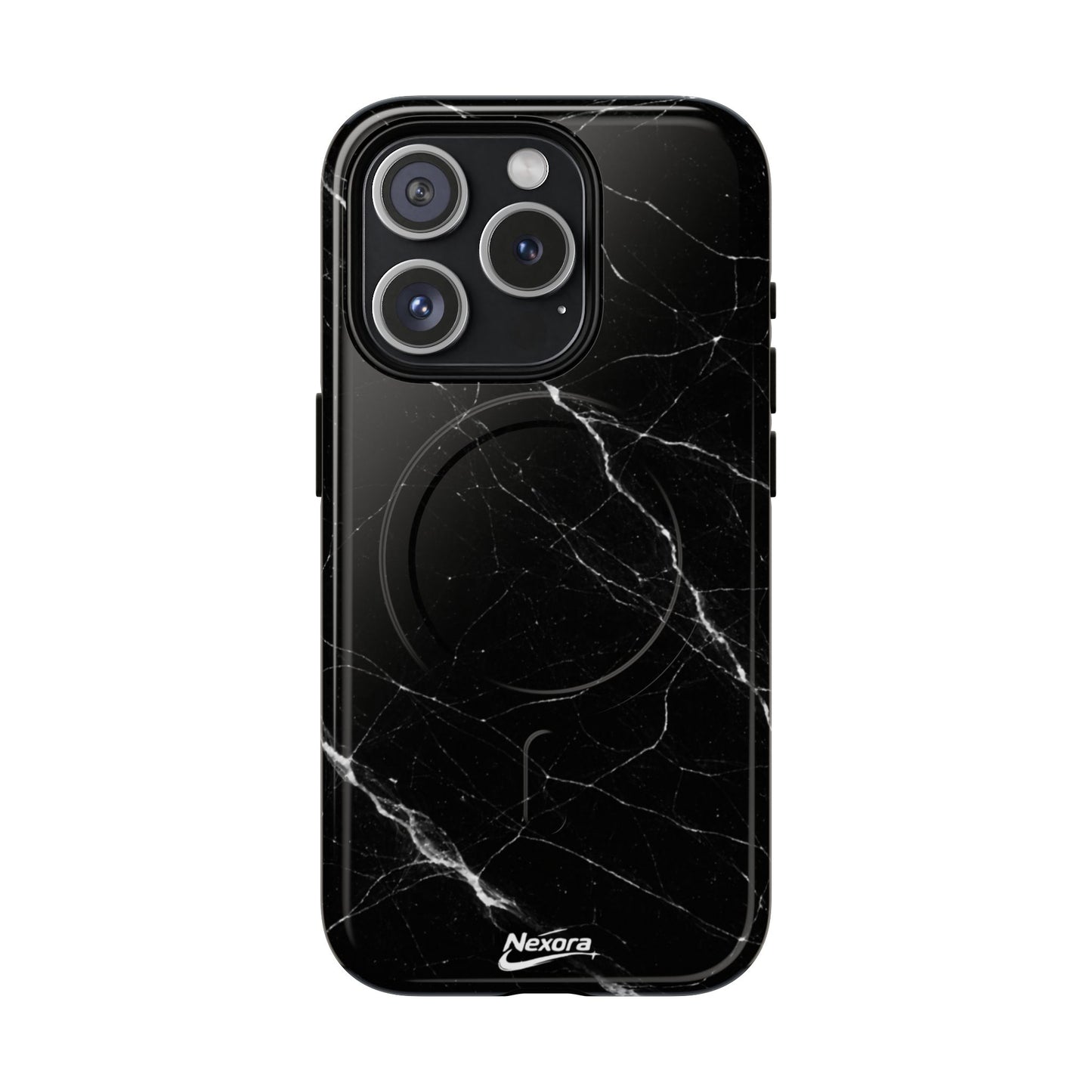 Nexora Magnetic Tough Phone Case - Black Marble Protective Cover