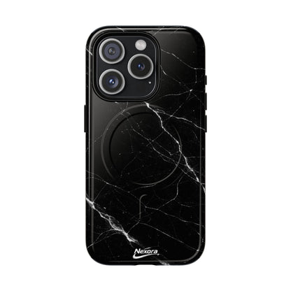 Nexora Magnetic Tough Phone Case - Black Marble Protective Cover